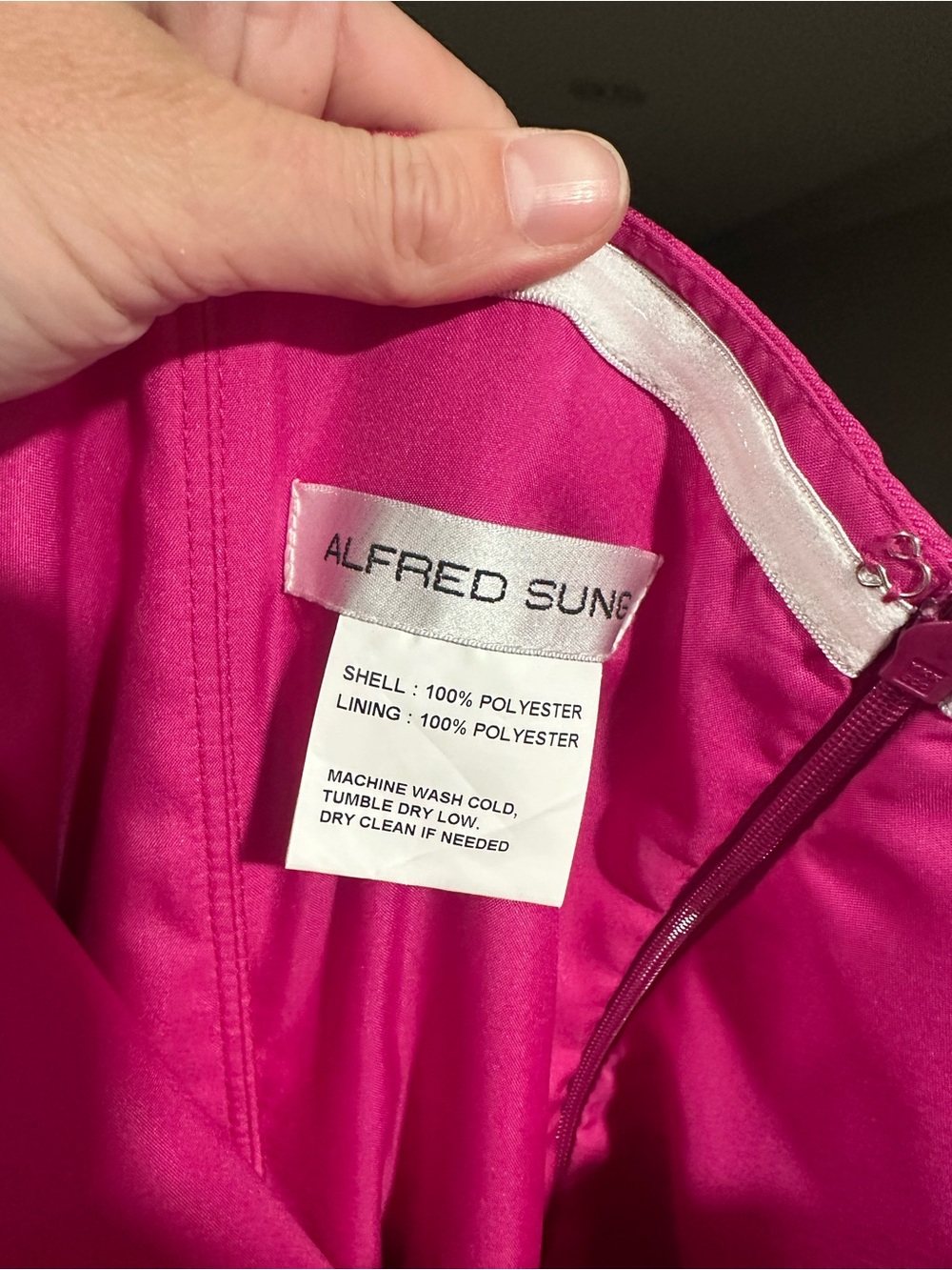 ALFRED SUNG Hot Pink Strapless Peplum Gown - Picture 2 of 3